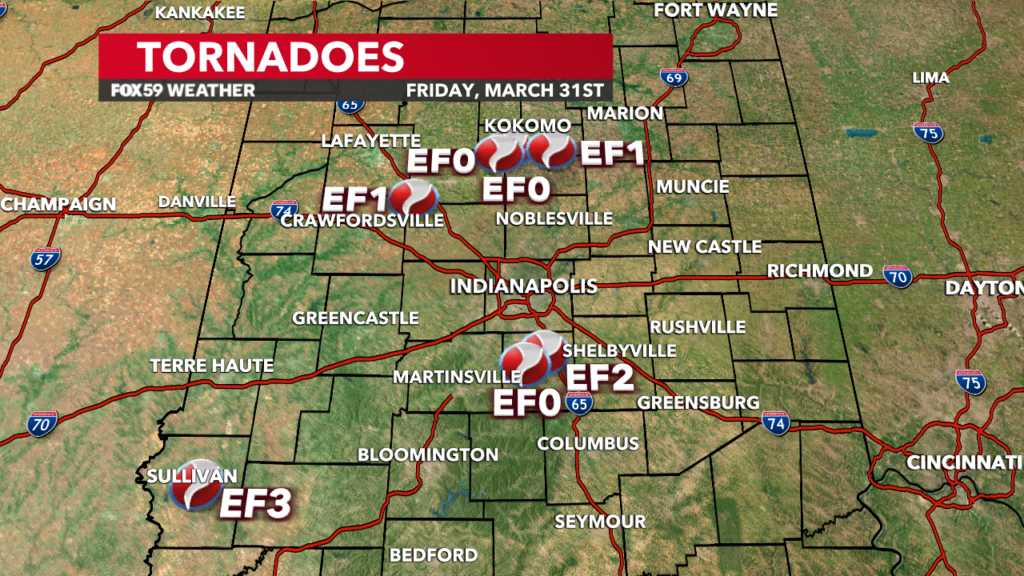 Seven tornadoes confirmed following Friday night’s storms